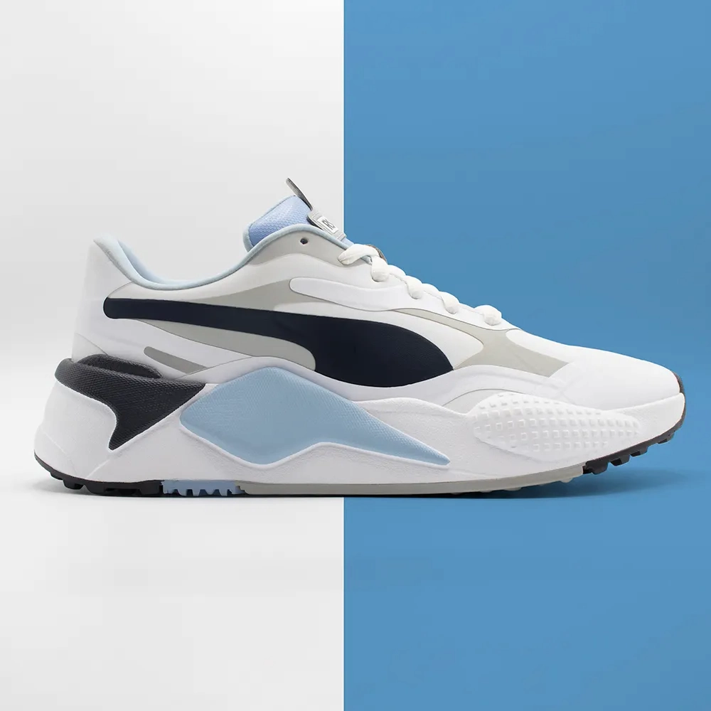 Puma Men's TOUR Ltd Edition RS-G Golf Shoe - PUMA WHITE / NAVY BLAZER / PLACID BLUE Puma LTD Tour Edition Golf Shoes