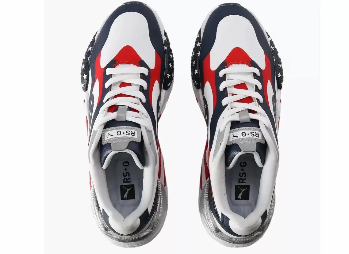 Puma Men's TOUR Ltd Edition RS-G US OPEN Spikeless Golf Shoe - WHITE / PEACOAT- HIGH RISK RED Puma LTD Tour Edition Golf Shoes