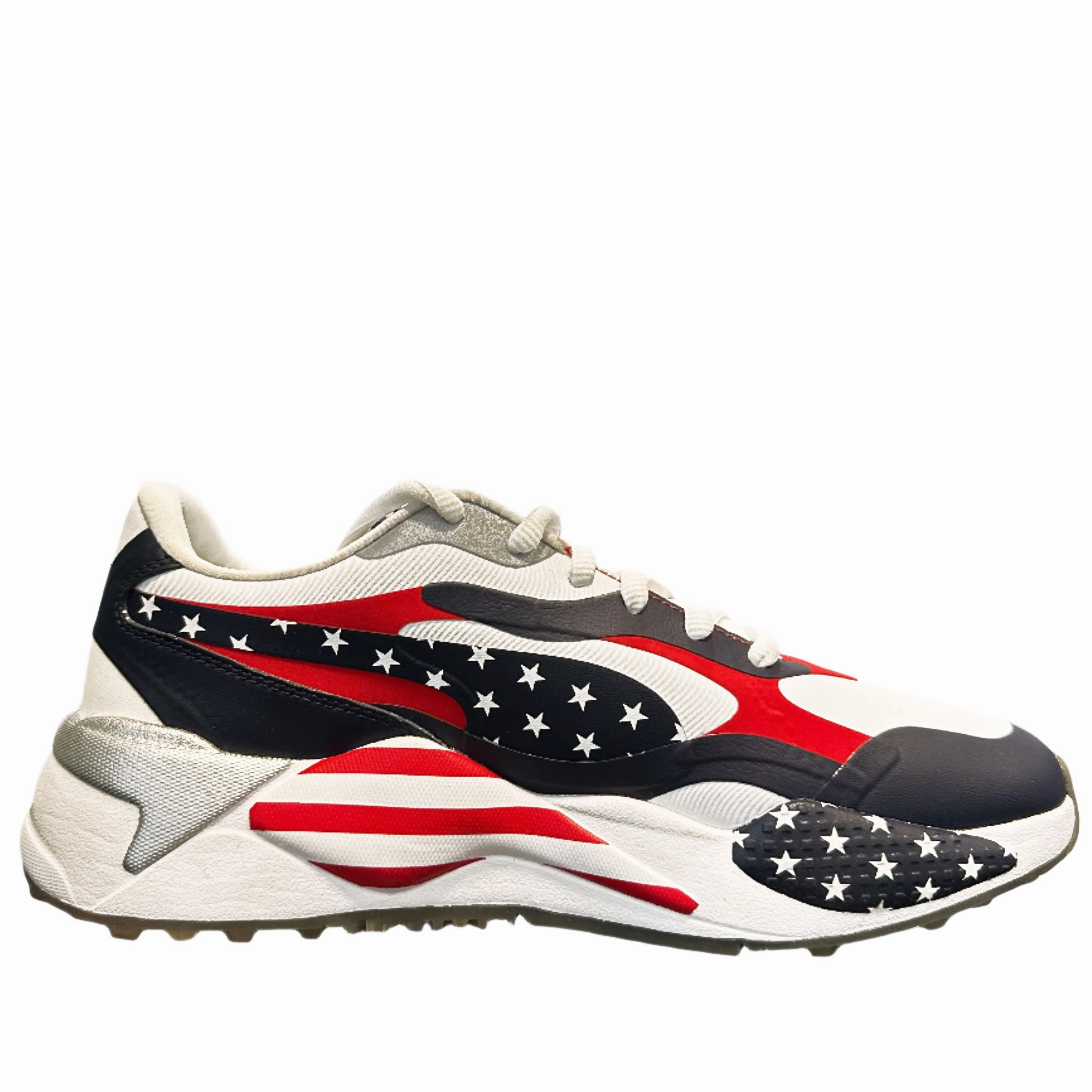 Puma Men's TOUR Ltd Edition RS-G US OPEN Spikeless Golf Shoe - WHITE / PEACOAT- HIGH RISK RED Puma LTD Tour Edition Golf Shoes