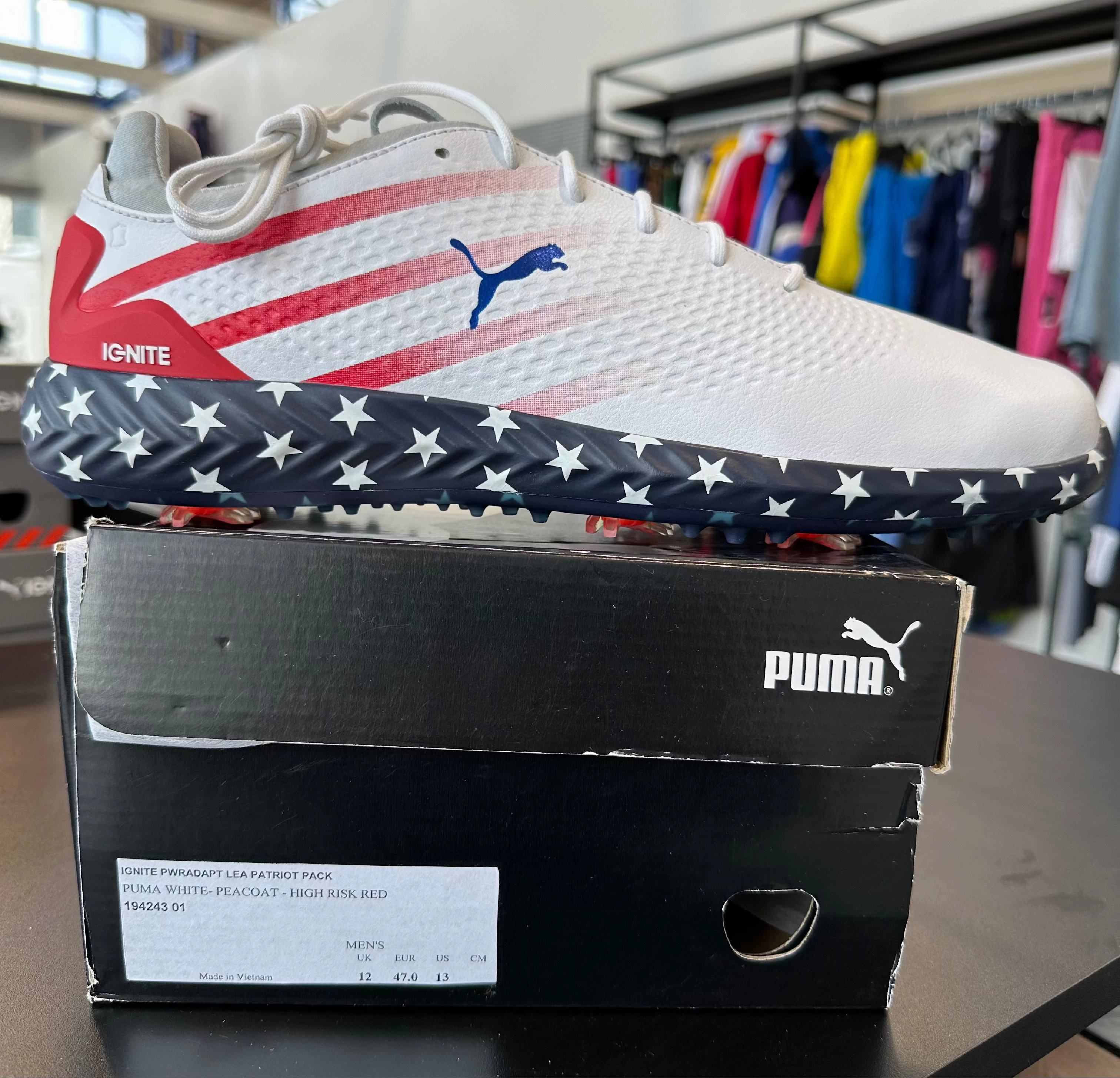 Puma Men's TOUR LTD EDITION RYDER CUP- IGNITE PWRADAPT PATRIOT PACKLEATHER GOLF SHOES  - PUMA WHITE Puma LTD Tour Edition Golf Shoes
