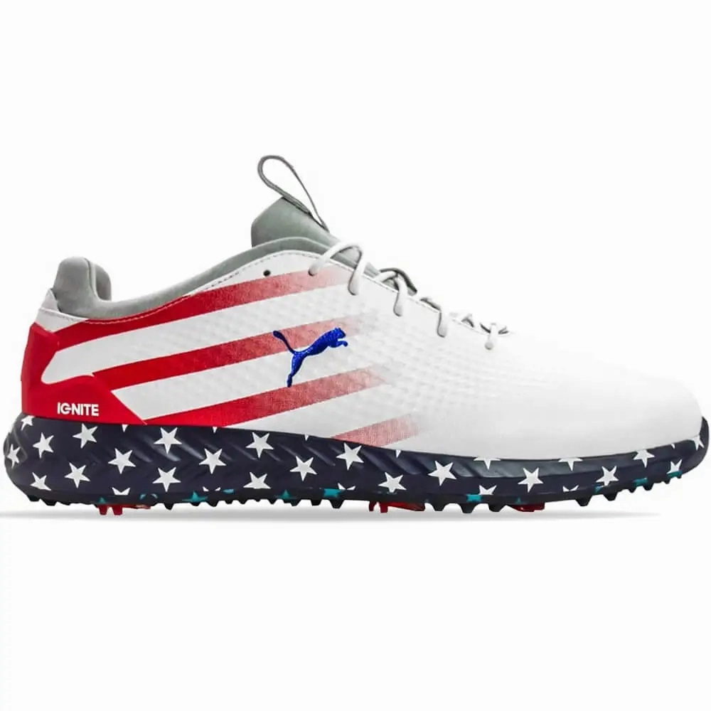 Puma Men's TOUR LTD EDITION RYDER CUP- IGNITE PWRADAPT PATRIOT PACKLEATHER GOLF SHOES  - PUMA WHITE Puma LTD Tour Edition golf shoes