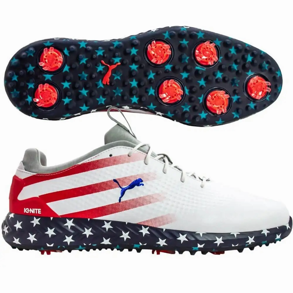 Puma Men's TOUR LTD EDITION RYDER CUP- IGNITE PWRADAPT PATRIOT PACKLEATHER GOLF SHOES  - PUMA WHITE Puma LTD Tour Edition Golf Shoes