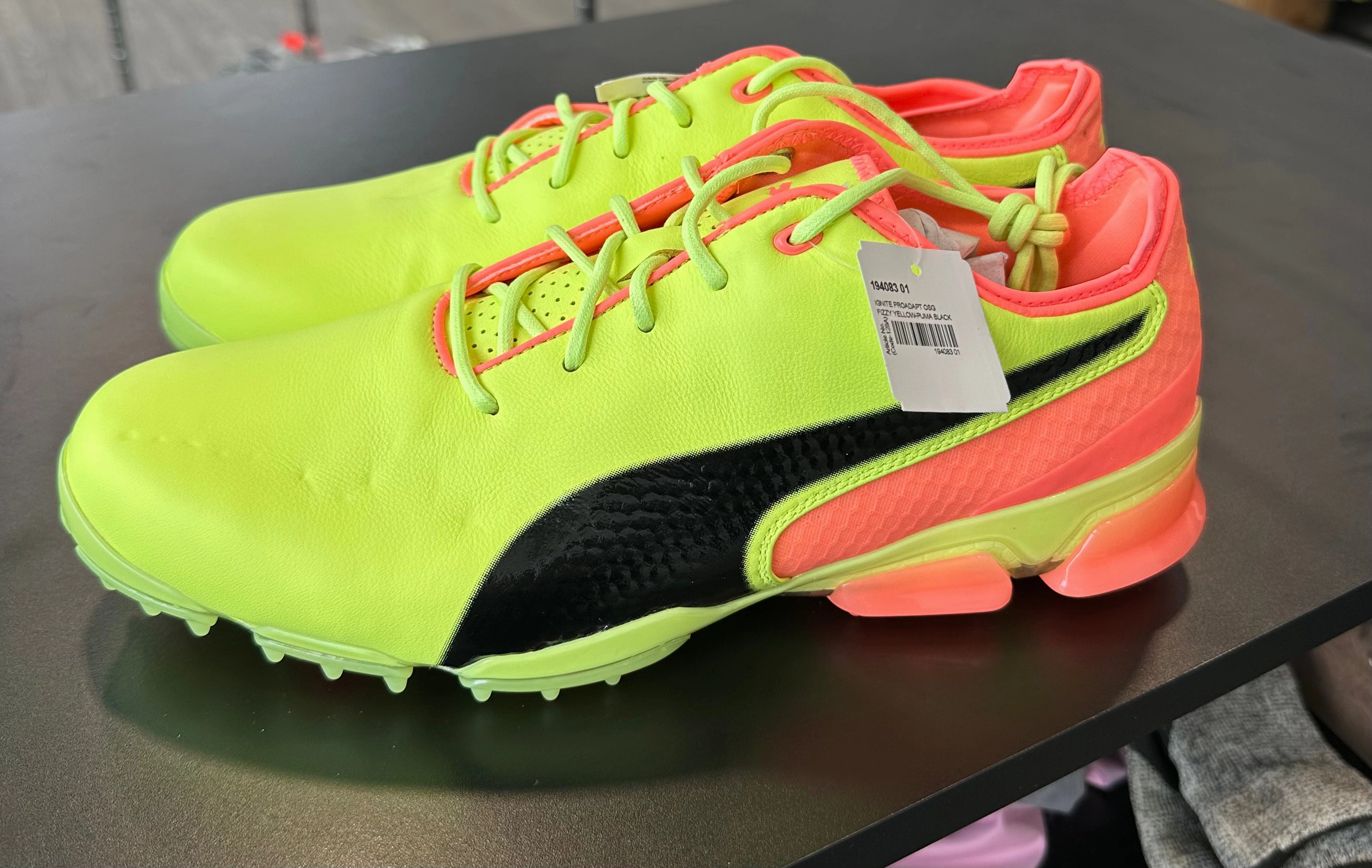 Puma Men's TOUR RICKIE FOWLER - IGNITE PROADAPT LEATHER Golf Shoes - FIZZY YELLOW Puma LTD Tour Edition Golf Shoes