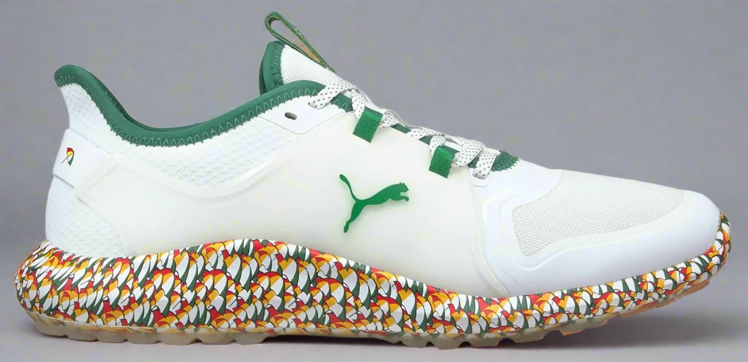 Puma Men's TOUR (RICKIE FOWLER) IGNITE Fasten8 X Arnold Palme Golf Shoes - WHITE / AMZON GREEN Puma LTD Tour Edition Golf Shoes