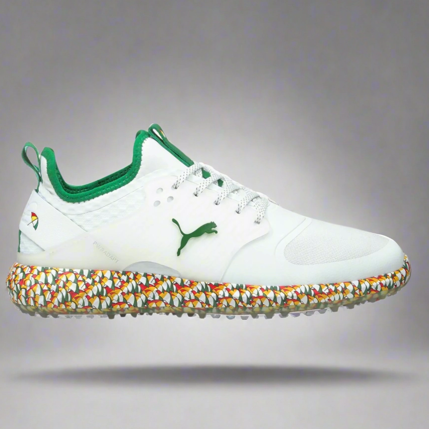 Puma Men's TOUR (RICKIE FOWLER) IGNITE Fasten8 X Arnold Palme Golf Shoes - WHITE / AMZON GREEN Puma LTD Tour Edition Golf Shoes