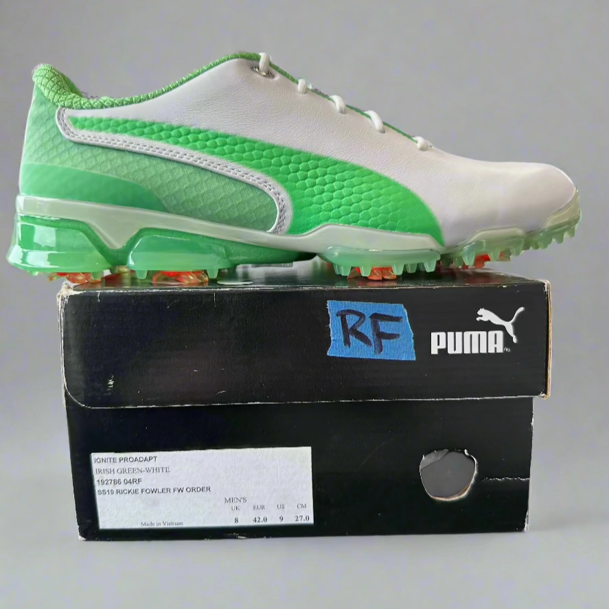 Puma Men's TOUR (RICKIE FOWLER) IGNITE PROADAPT DELTA LEATHER Golf Shoes - IRISH GREEN / WHITE Puma LTD Tour Edition Golf Shoes
