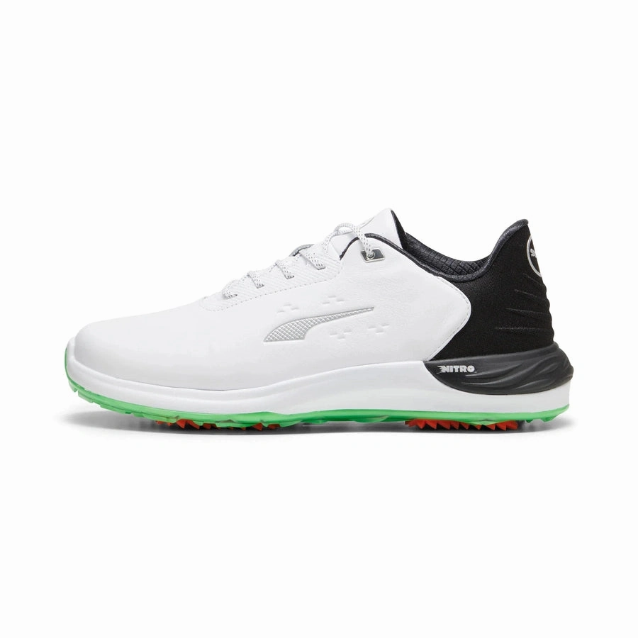 Puma PHANTOMCAT NITRO Golf Shoes - White/Green Classic men's spiked golf shoes