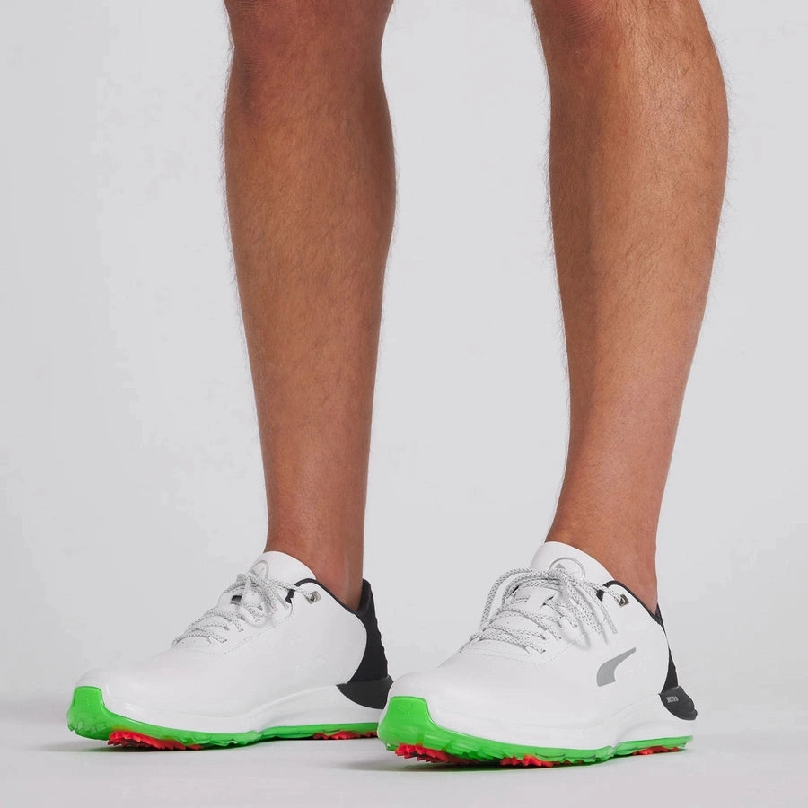 Puma PHANTOMCAT NITRO Golf Shoes - White/Green Classic Men's Spiked Golf Shoes