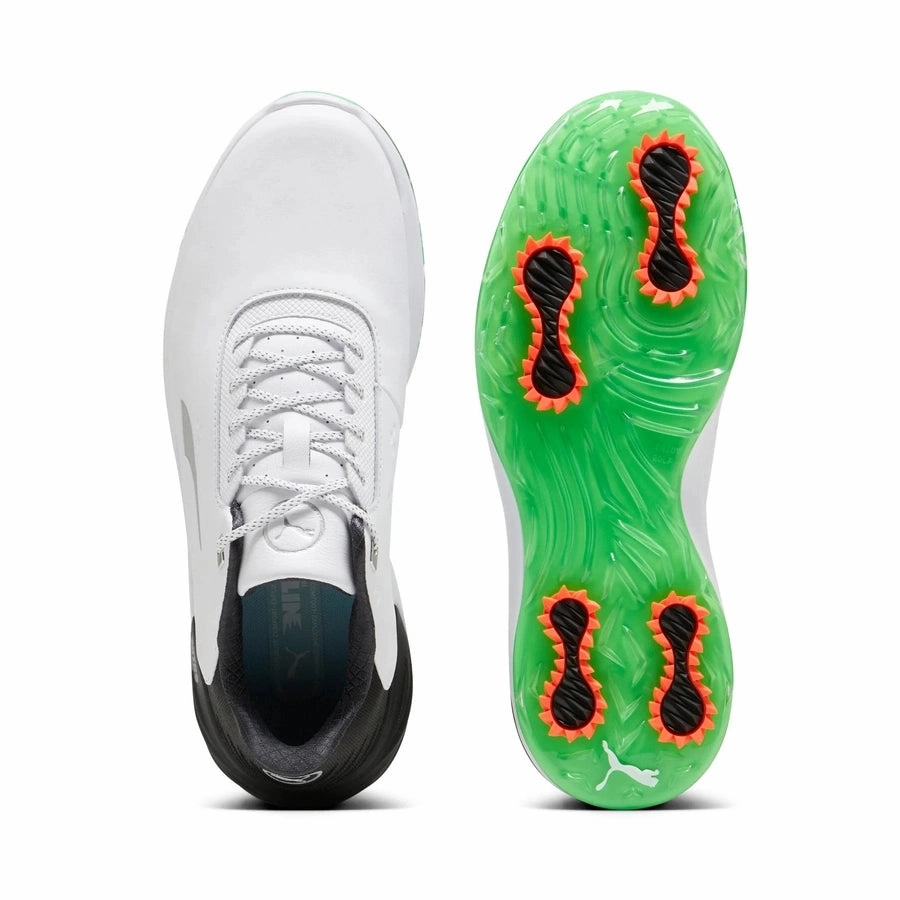 Puma PHANTOMCAT NITRO Golf Shoes - White/Green Classic Men's Spiked Golf Shoes