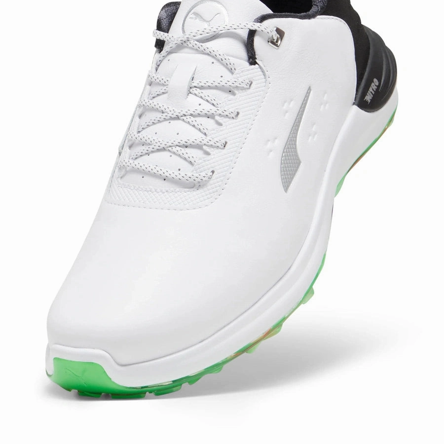 Puma PHANTOMCAT NITRO Golf Shoes - White/Green Classic Men's Spiked Golf Shoes