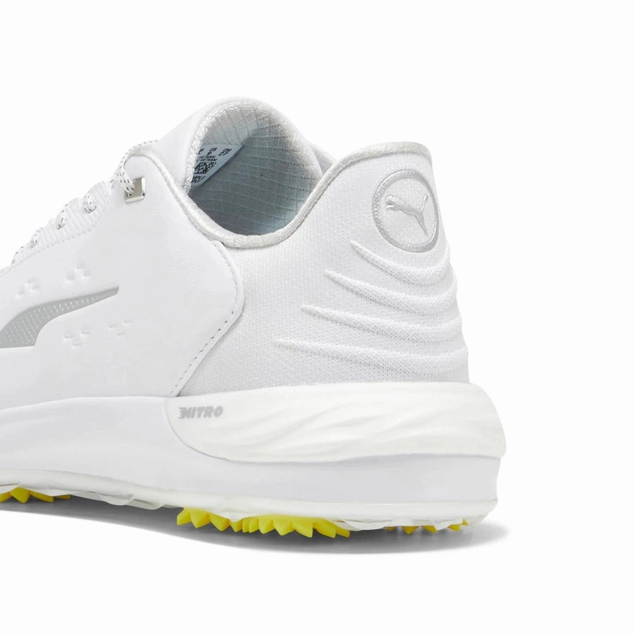 Puma PHANTOMCAT NITRO Golf Shoes - White/Silver Classic Men's Spiked Golf Shoes