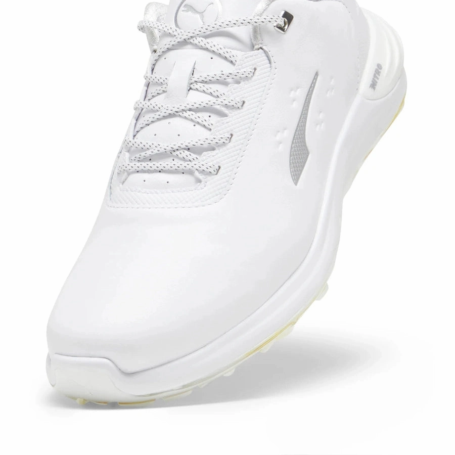 Puma PHANTOMCAT NITRO Golf Shoes - White/Silver Classic Men's Spiked Golf Shoes