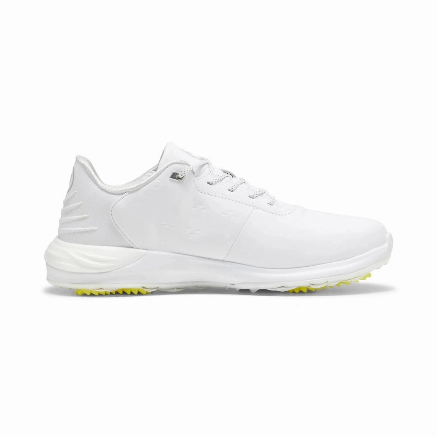 Puma PHANTOMCAT NITRO Golf Shoes - White/Silver Classic Men's Spiked Golf Shoes