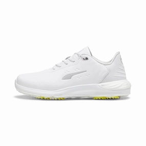 Puma PHANTOMCAT NITRO Golf Shoes - White/Silver Classic men's spiked golf shoes