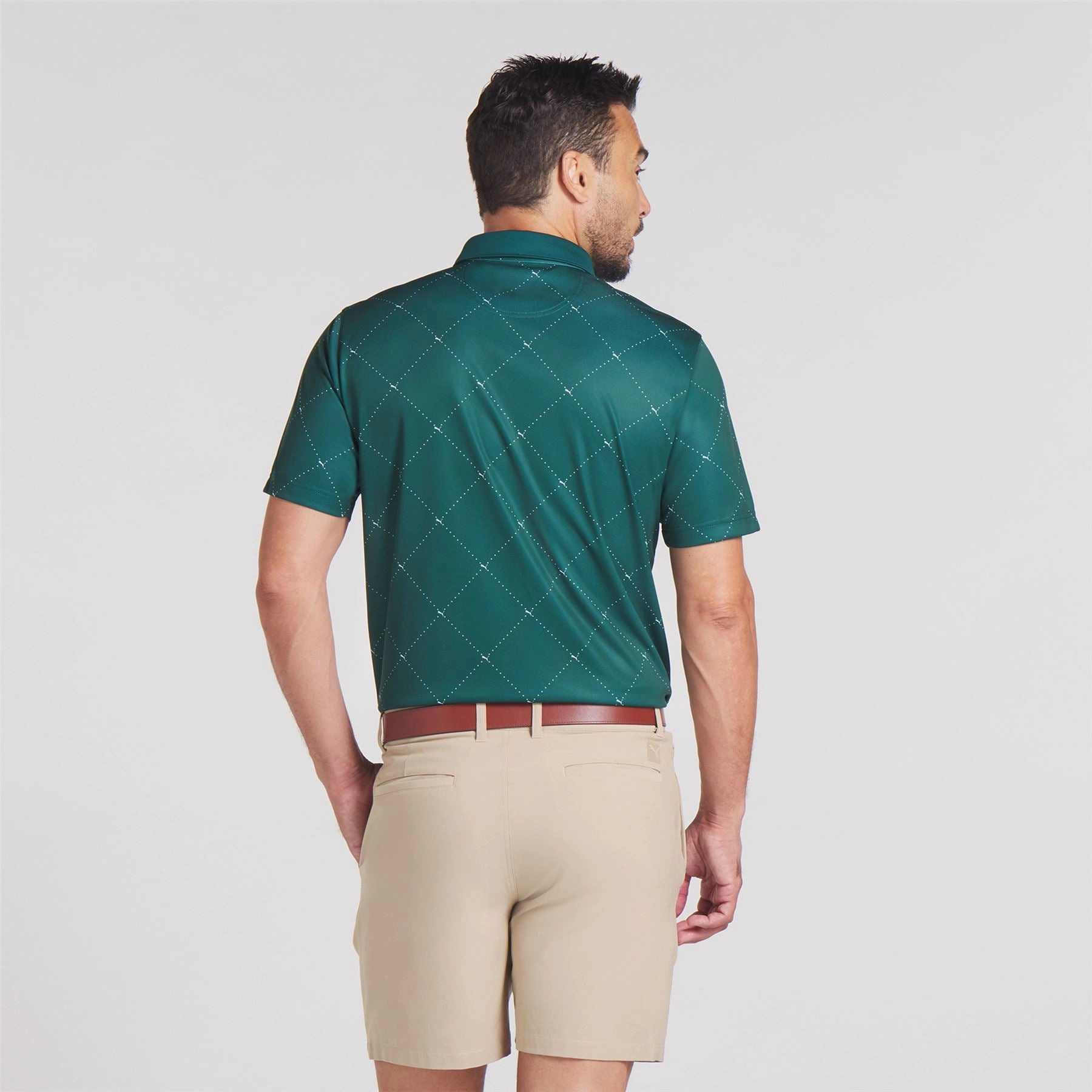 Pure 2.0 Argyle Polo Dark Myrtle/White Glow Puma Men's Sportswear