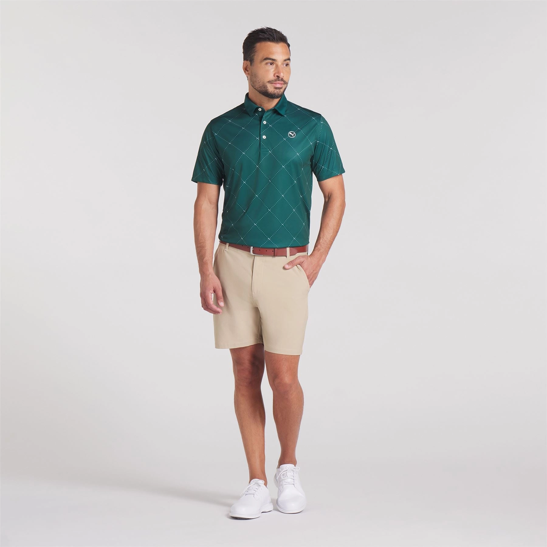 Pure 2.0 Argyle Polo Dark Myrtle/White Glow Puma Men's Sportswear