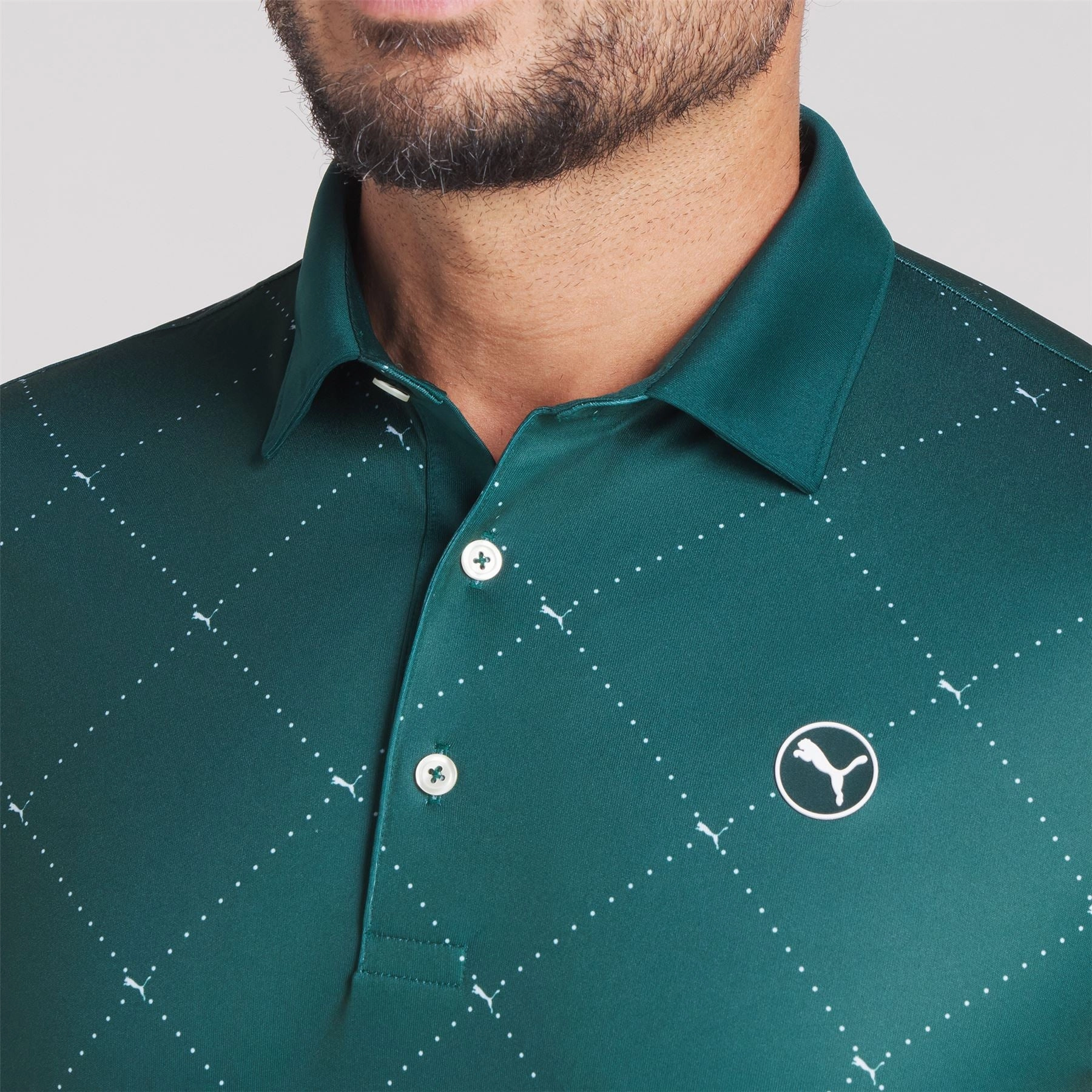 Pure 2.0 Argyle Polo Dark Myrtle/White Glow Puma Men's Sportswear