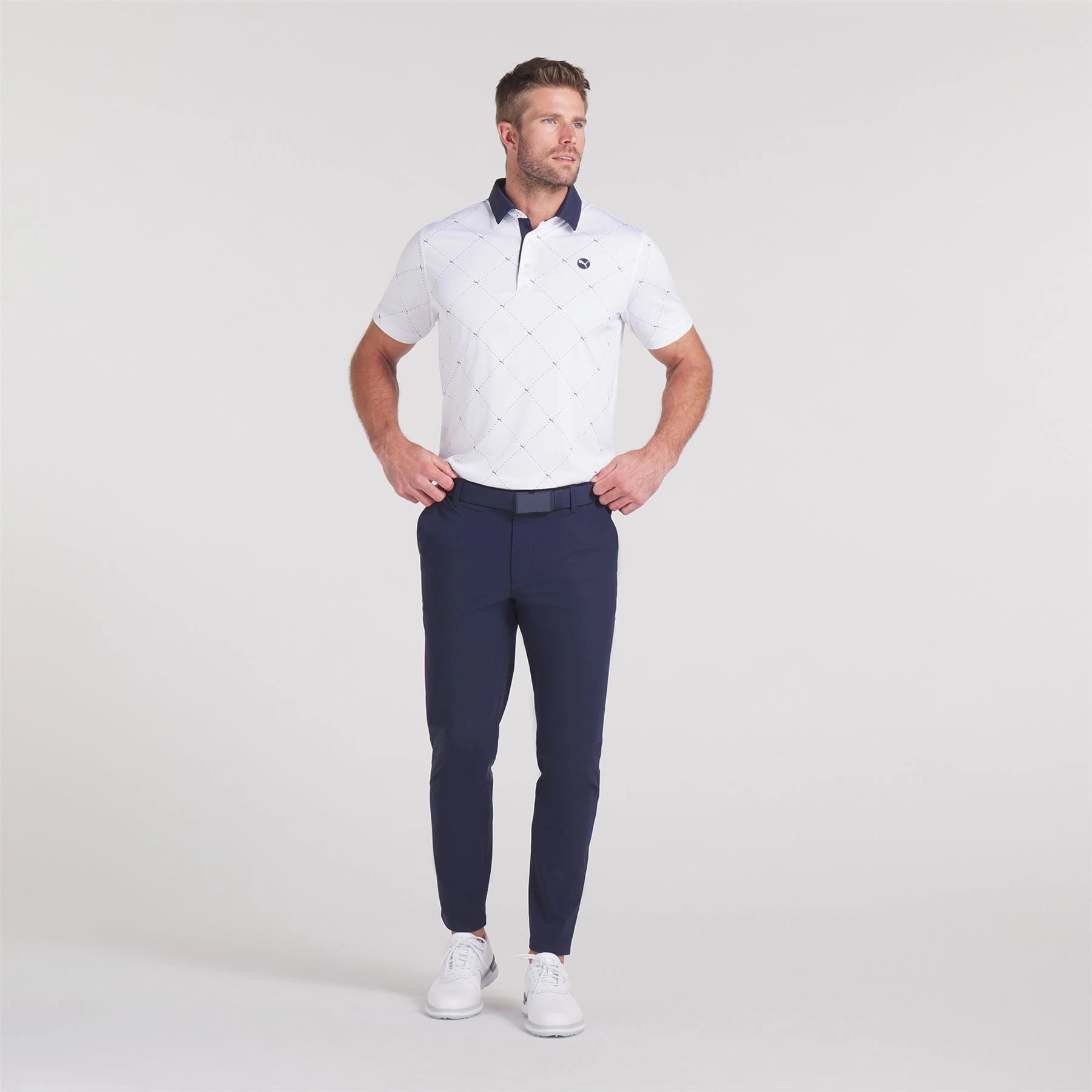 Pure 2.0 Argyle Polo White Glow/Deep Navy Puma Men's Sportswear