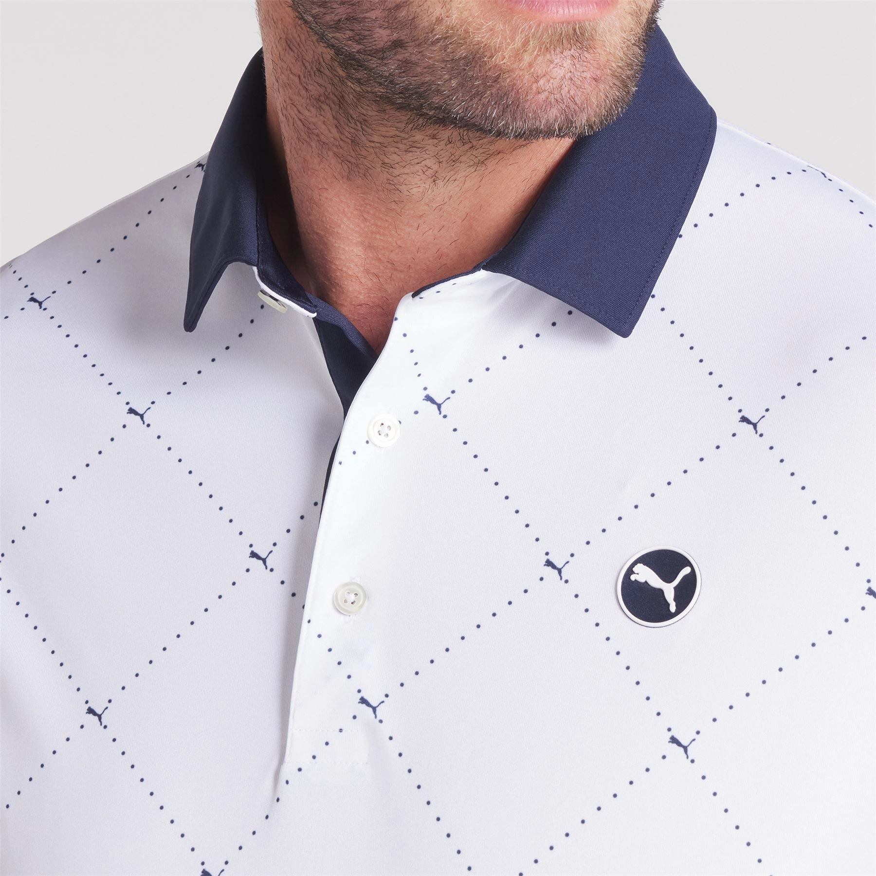 Pure 2.0 Argyle Polo White Glow/Deep Navy Puma Men's Sportswear