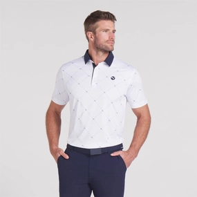 Pure 2.0 Argyle Polo White Glow/Deep Navy Puma men's athletic clothing