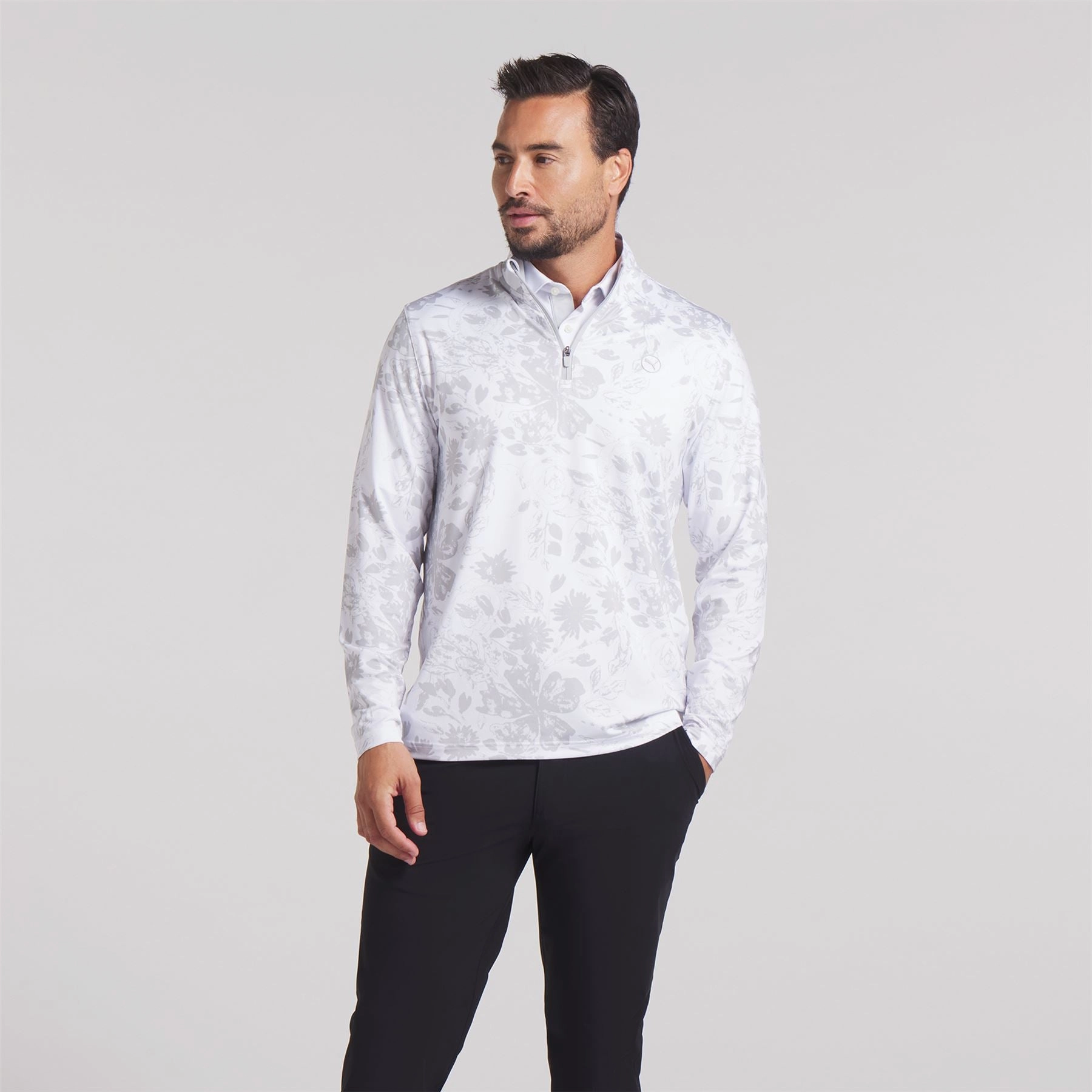 Pure 2.0 Rose Quarter Zip White Glow/Strong Grey Puma men's athletic clothing
