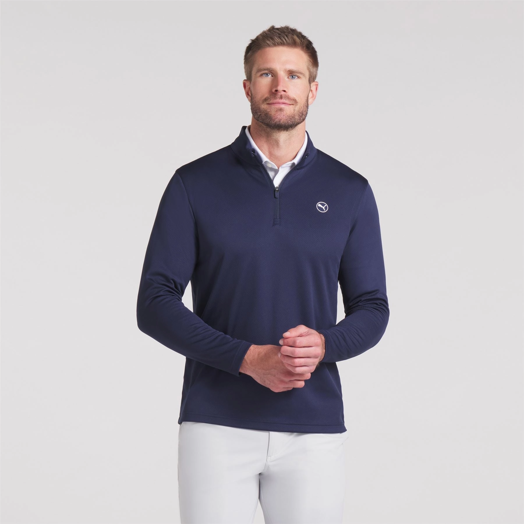 Pure 2.0 Texture Quarter Zip Deep Navy Puma men's athletic clothing