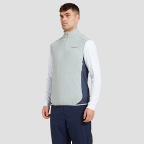 Quarter Zip Tech Gilet Sky Grey Manors mens classic apparel