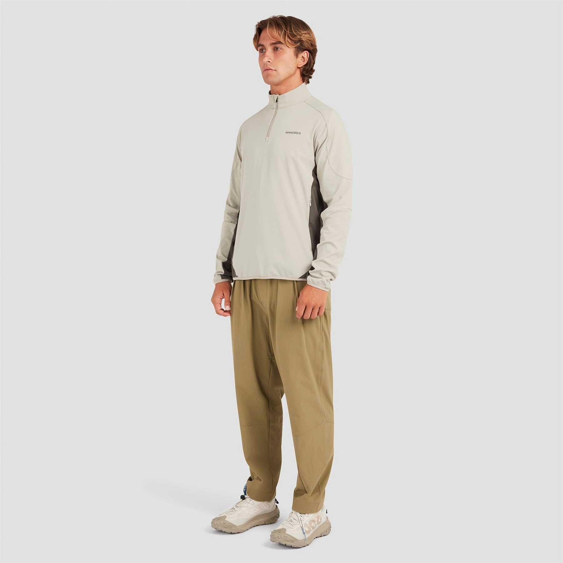 Quarter Zip Tech Mid Layer Greige Manors Men's Classic Apparel