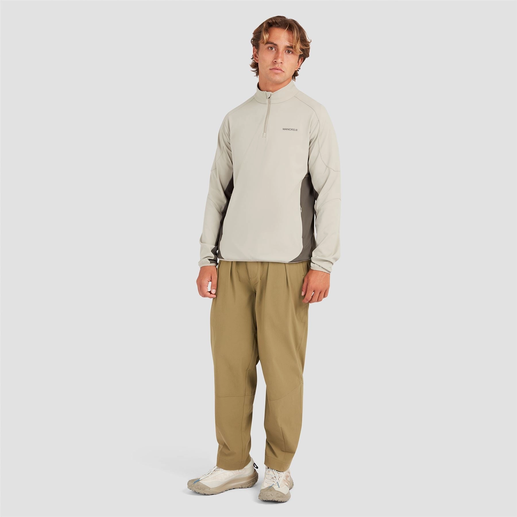 Quarter Zip Tech Mid Layer Greige Manors Men's Classic Apparel