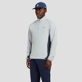 Quarter Zip Tech Mid Layer Sky Grey Manors mens classic apparel