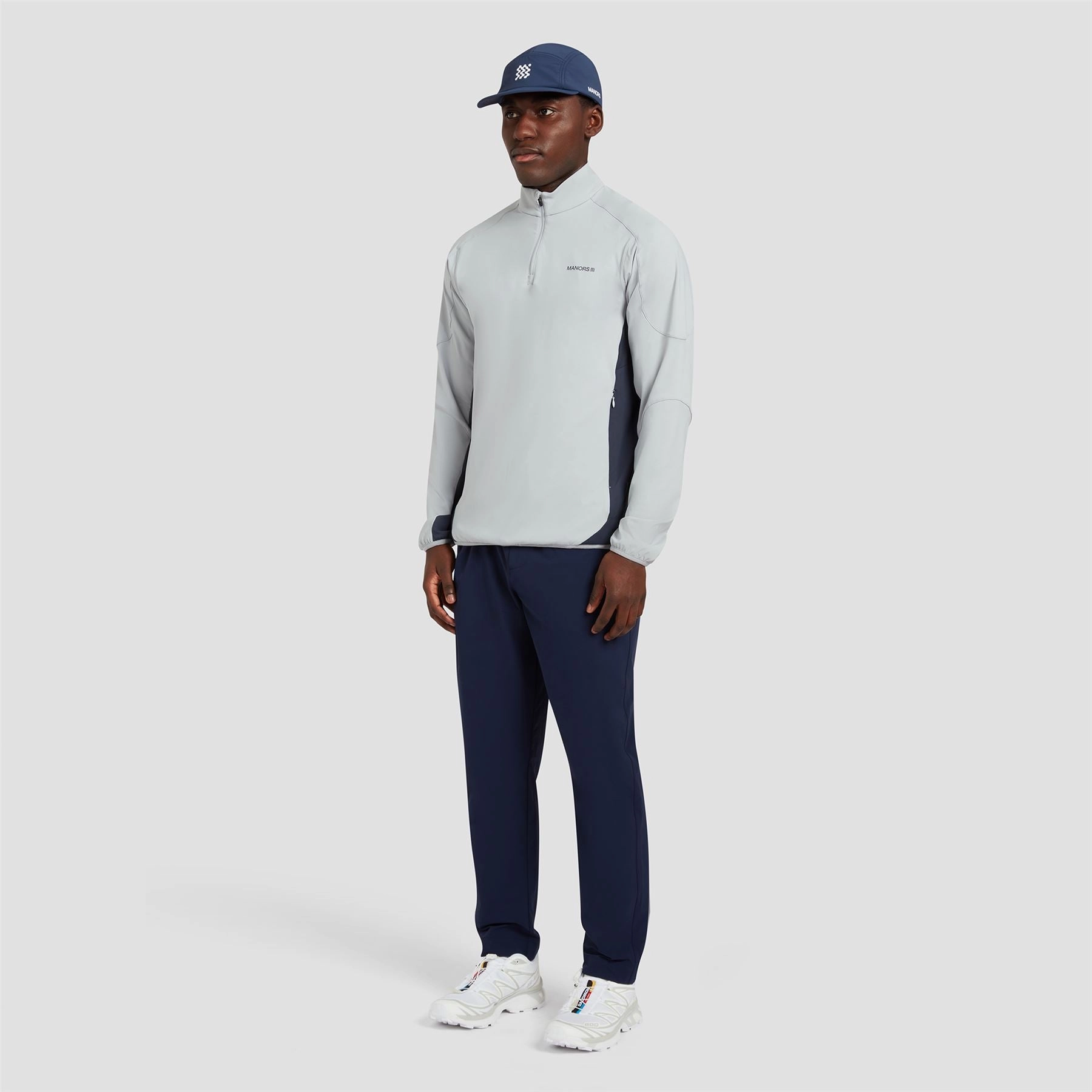 Quarter Zip Tech Mid Layer Sky Grey Manors Men's Classic Apparel