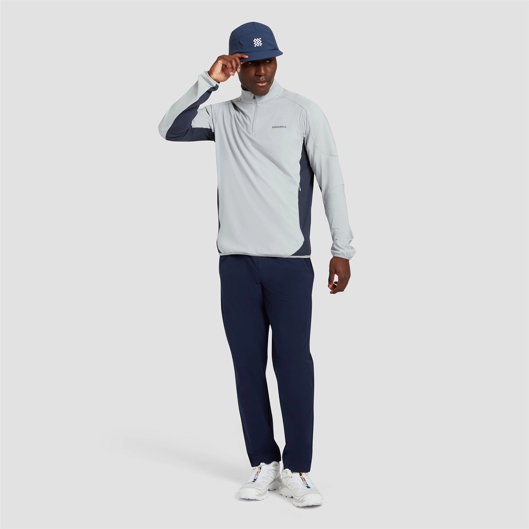 Quarter Zip Tech Mid Layer Sky Grey Manors Men's Classic Apparel