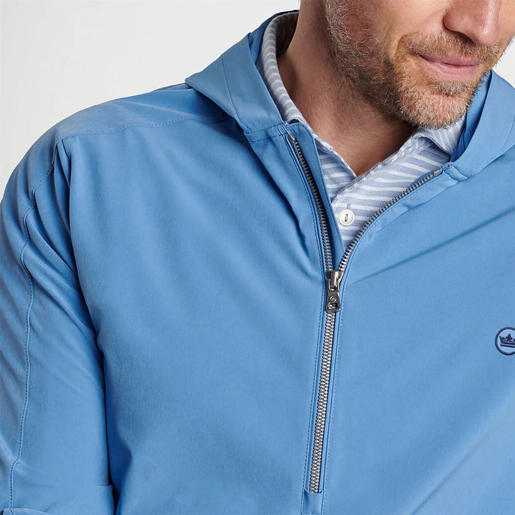 Quest Half Zip Hooded Jacket Brook Blue Peter Millar Menswear Collection