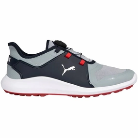 Quick Fit Puma Ignite Fasten 8 Disc Mens Golf Shoes 194541 05 Quarry Silver Navy 8 Medium Breathable Walking Shoes Orthopedic Shoes
