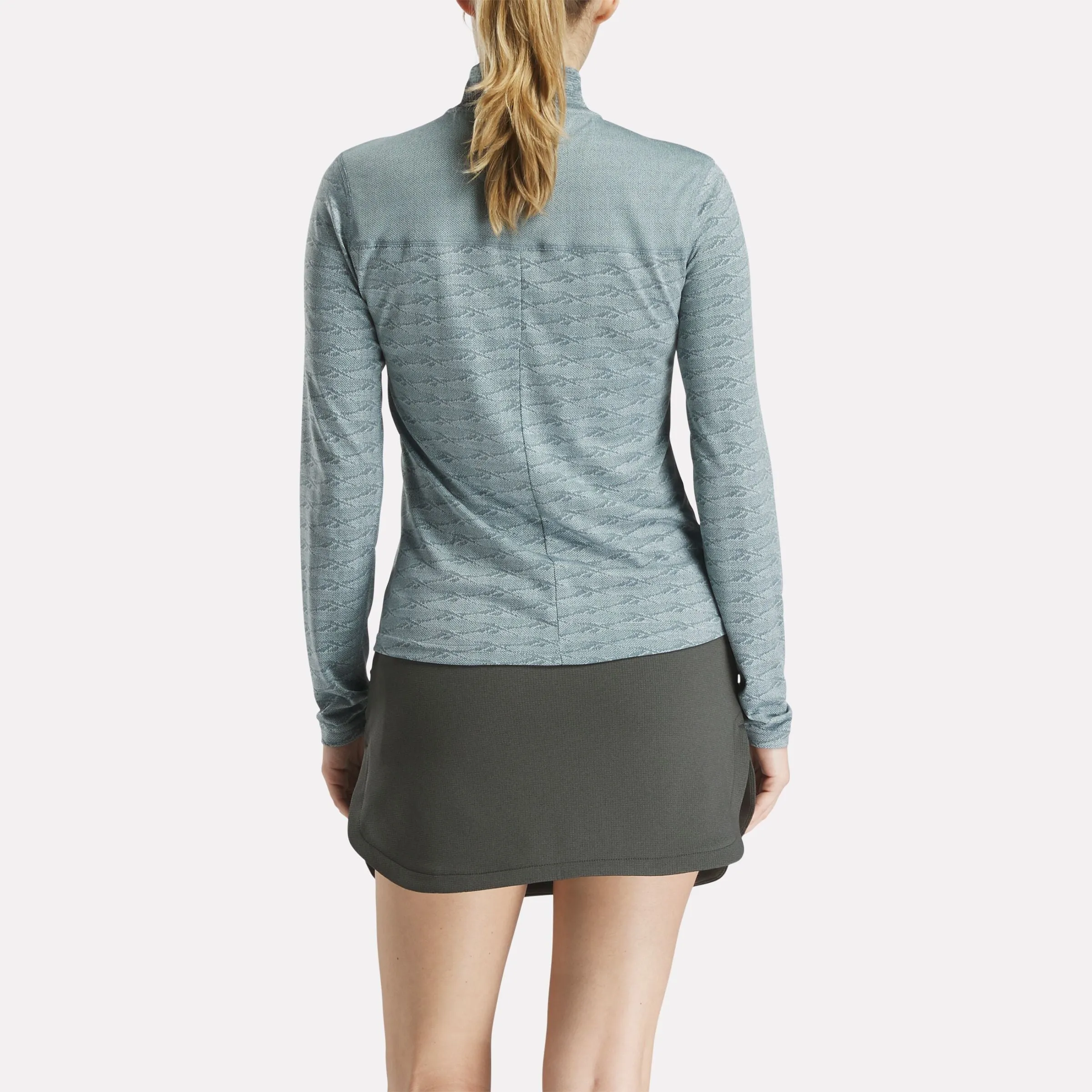 Reebok Shoes Women's Long Sleeve Engineered Vector Jacquard 1/4 Zip Golf Pullover Top