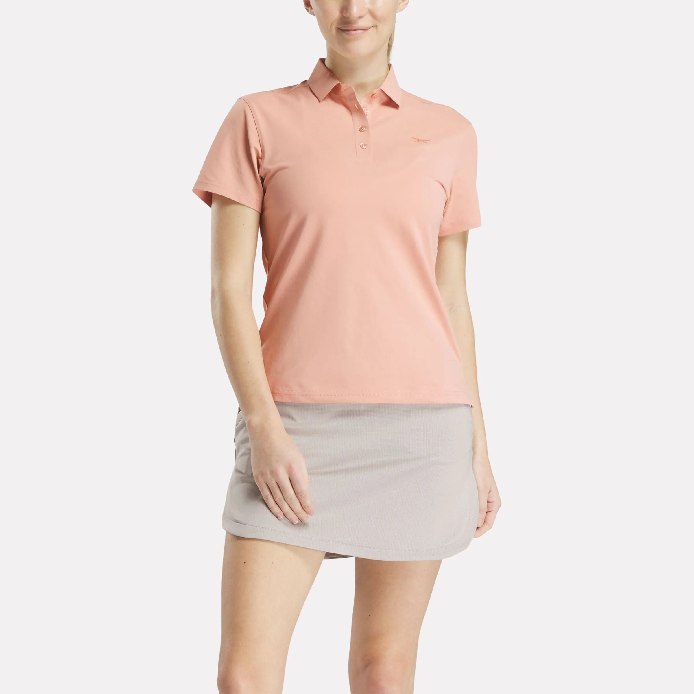 Reebok Shoes Women's Short Sleeve Stretch Pique Placket Polo Shirt