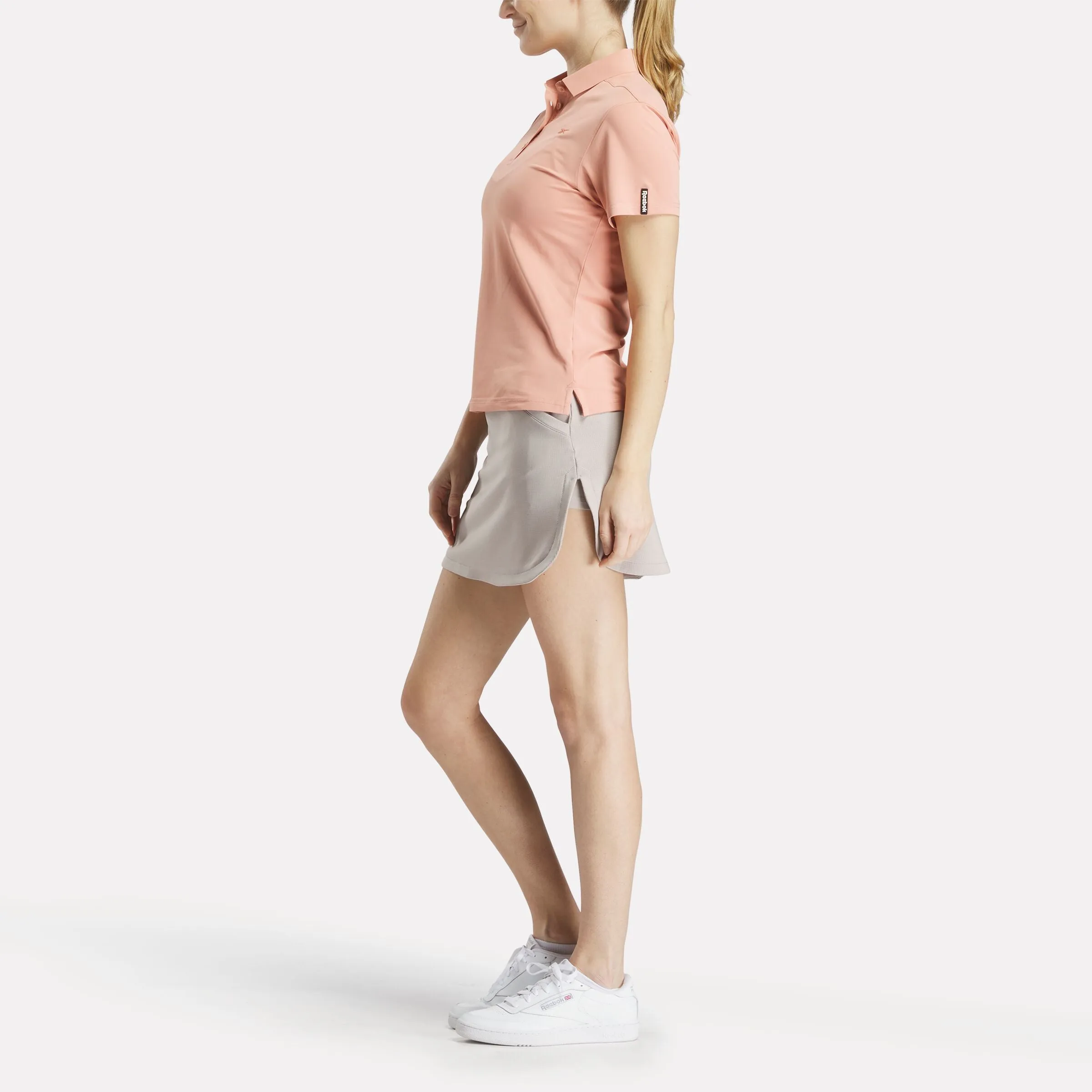 Reebok Shoes Women's Short Sleeve Stretch Pique Placket Polo Shirt