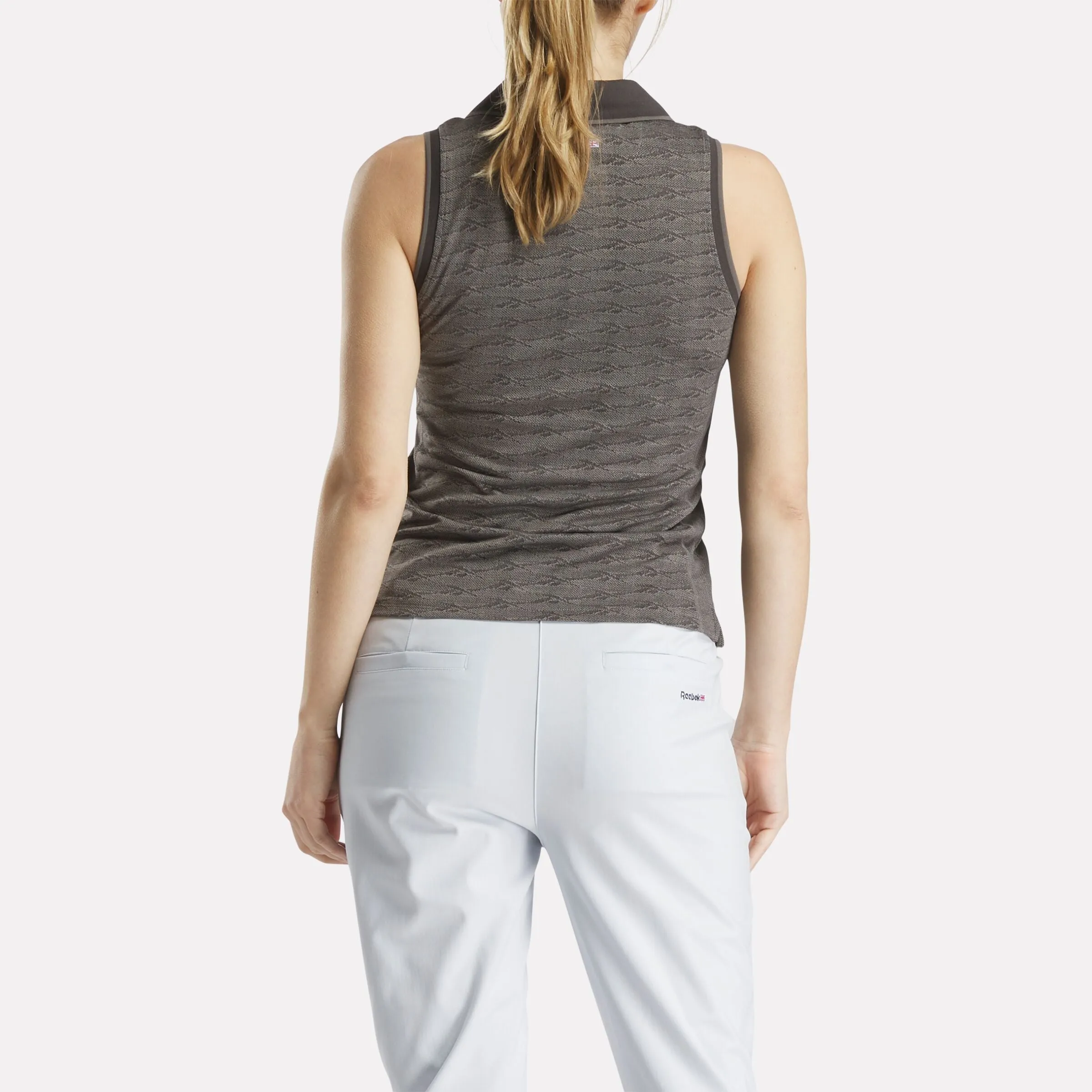 Reebok Shoes Women's Sleeveless Tonal Vector Jacquard Golf Polo Shirt