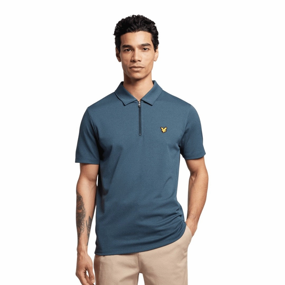 women's lounge shorts, women's fitted blazer Refined Layer Lyle & Scott Chevron Zip Golf Polo SP1865G Breathable Knit