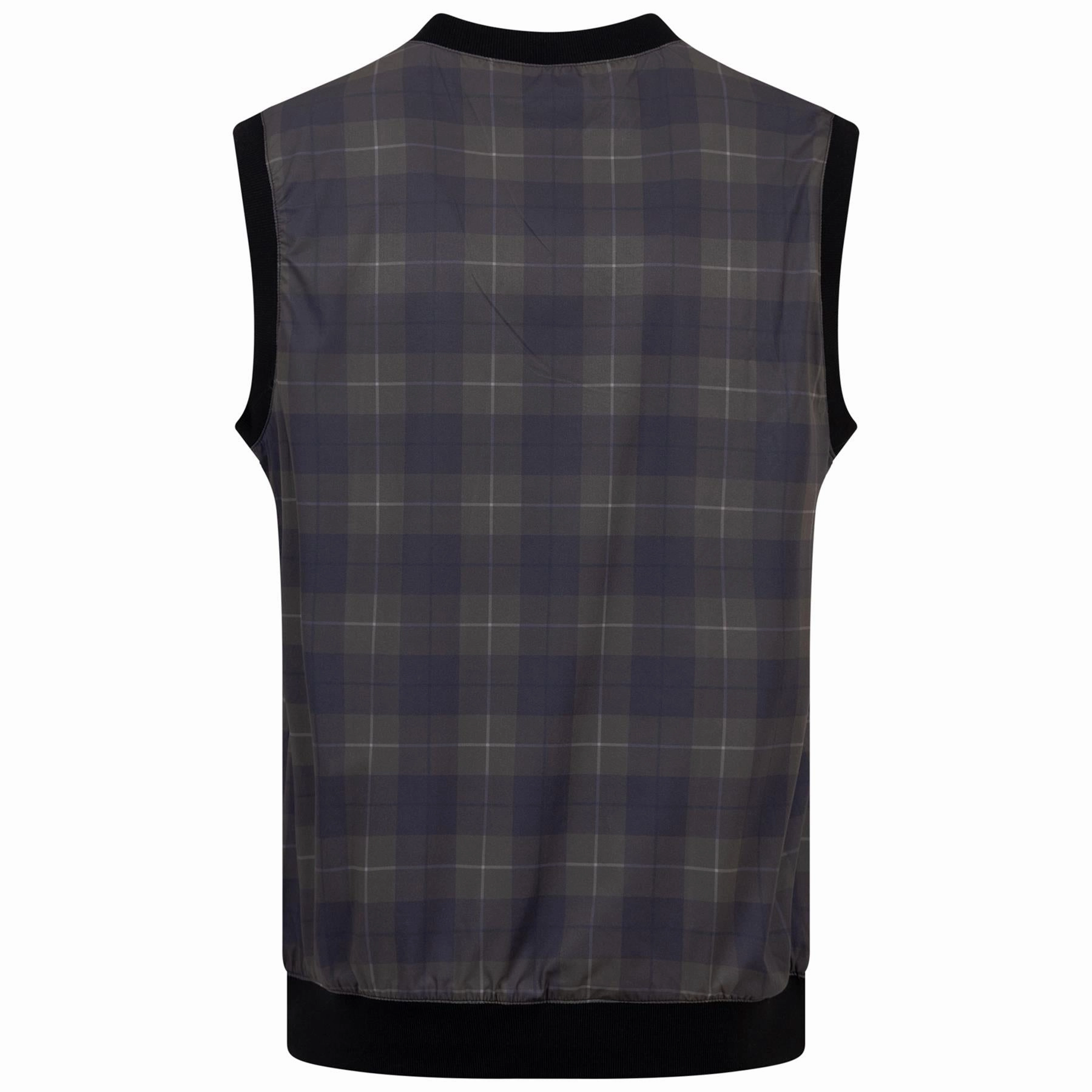 Reversible Legacy V-Neck Gilet Black Check Manors Men's Classic Apparel