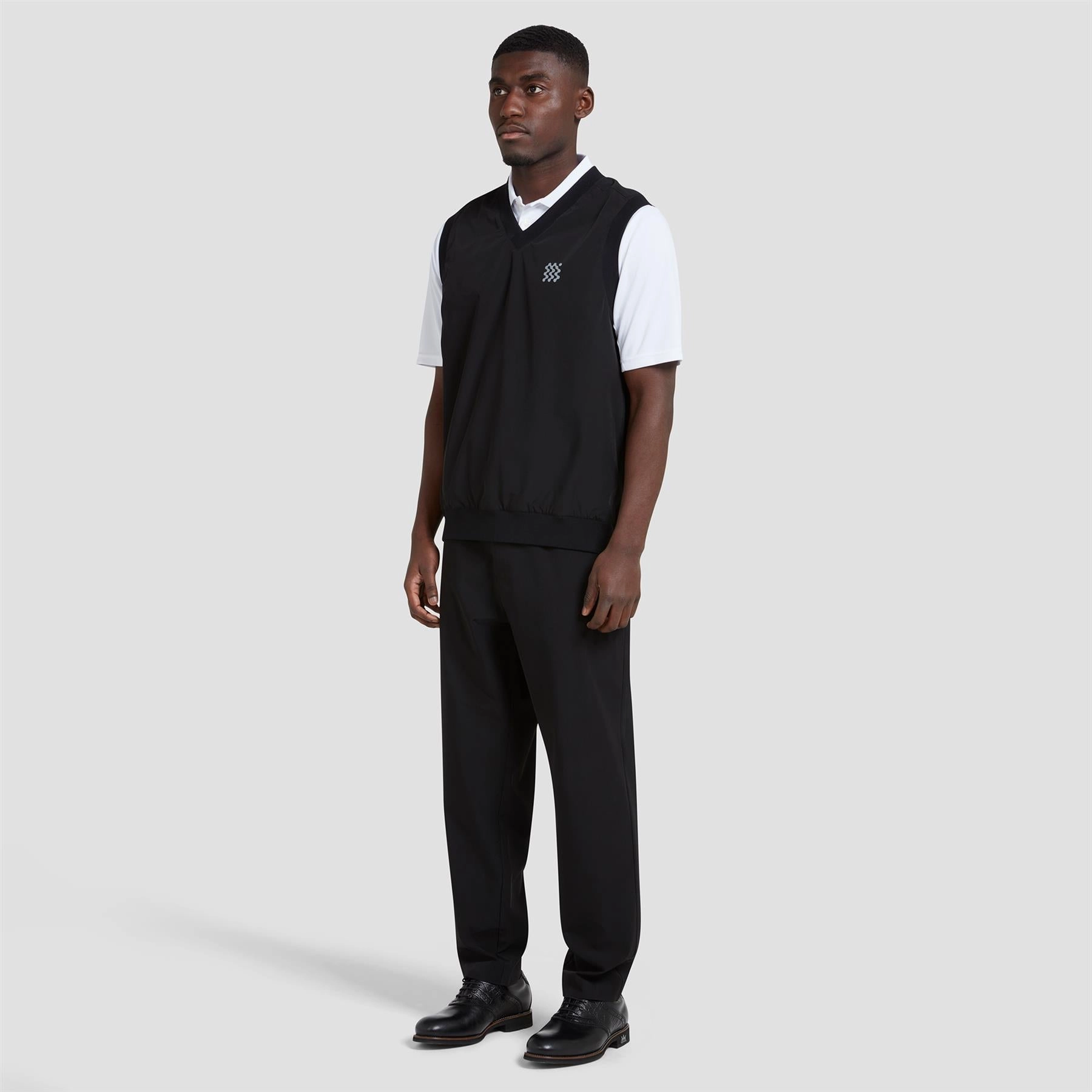 Reversible Legacy V-Neck Gilet Black Check Manors Men's Classic Apparel