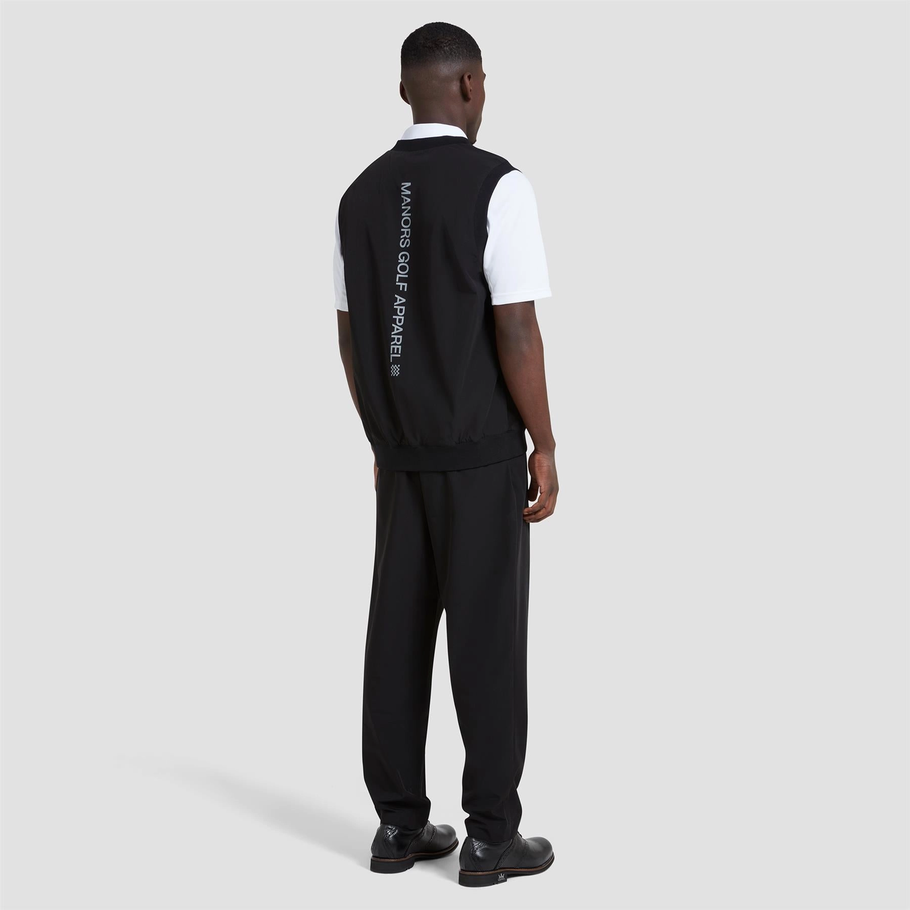 Reversible Legacy V-Neck Gilet Black Check Manors Men's Classic Apparel