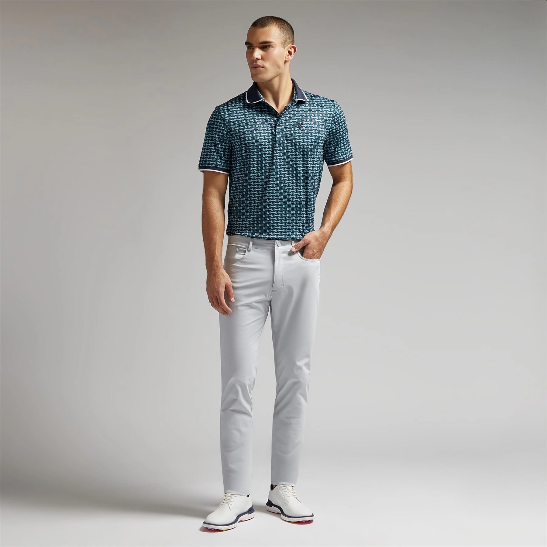 Rib Collar Tech Jersey Printed Polo Fountain G/Fore Men's Fashion