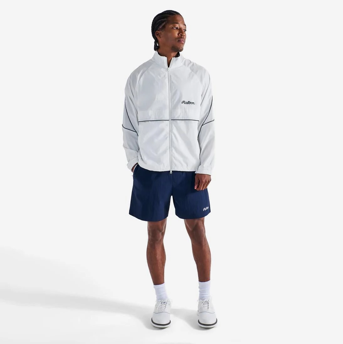 Riva Nylon Jacket White Malbon Men's Golf Lifestyle Wear