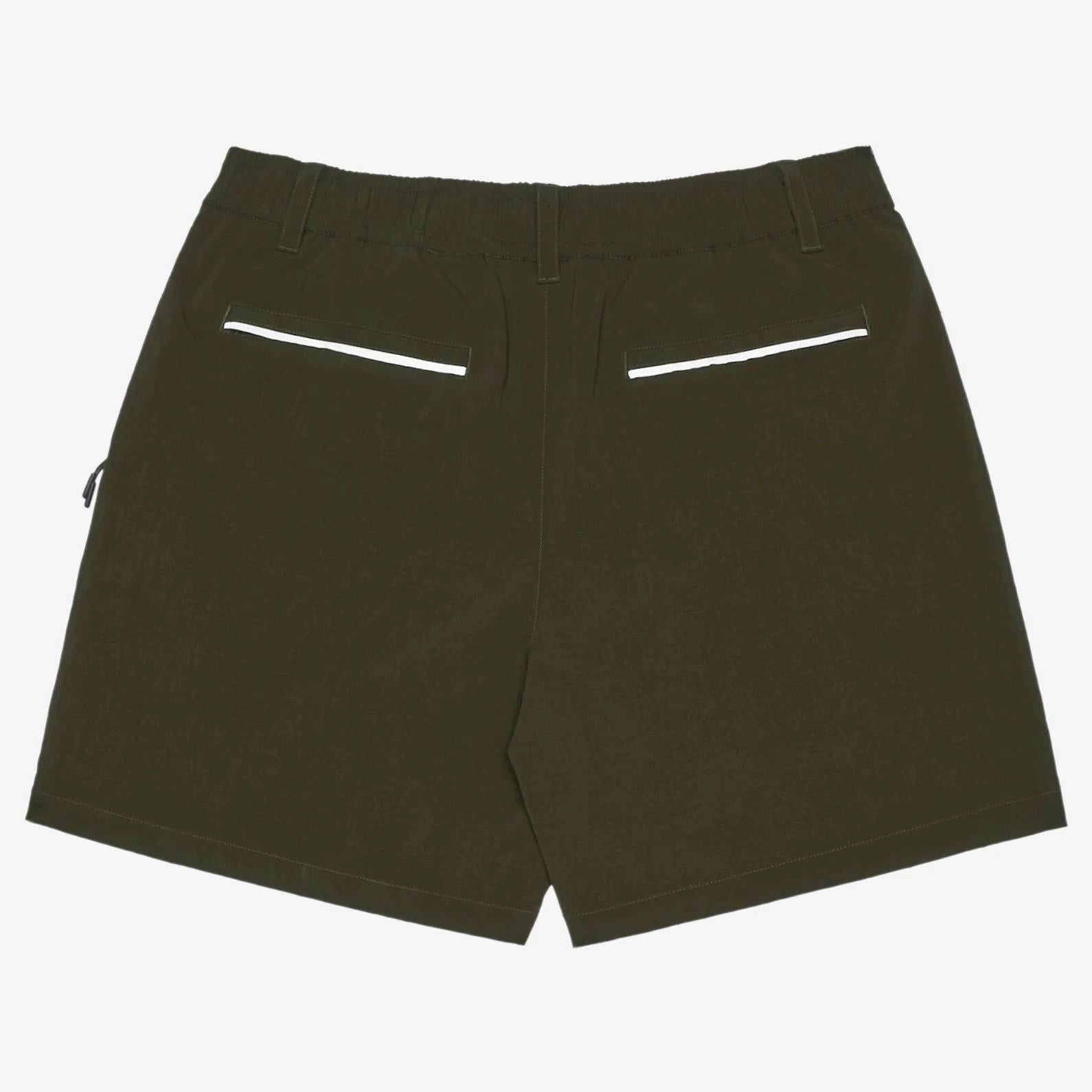 Riva Nylon Shorts Cypress Green Malbon Men's Golf Lifestyle Wear