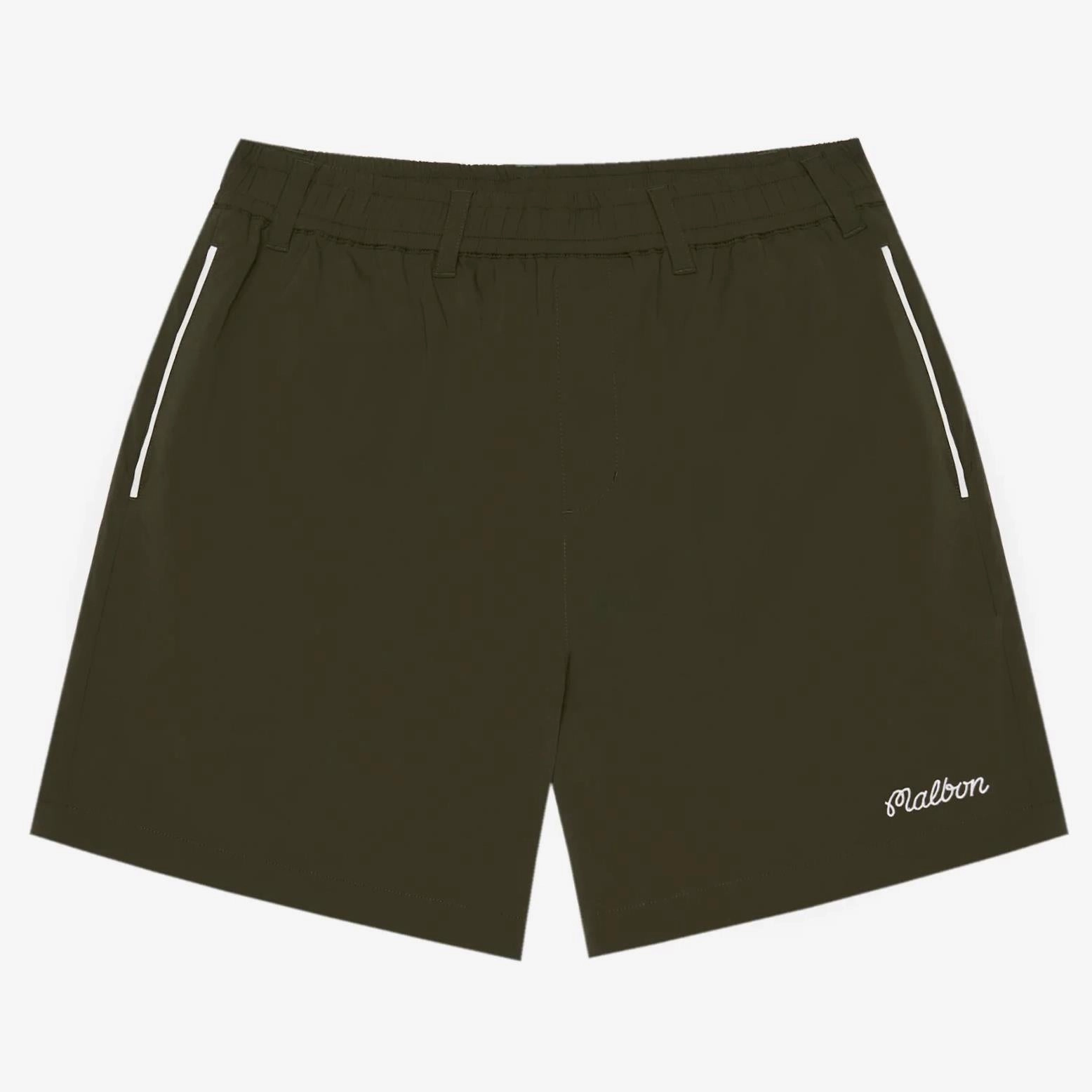 Riva Nylon Shorts Cypress Green Malbon Men's Golf Lifestyle Wear