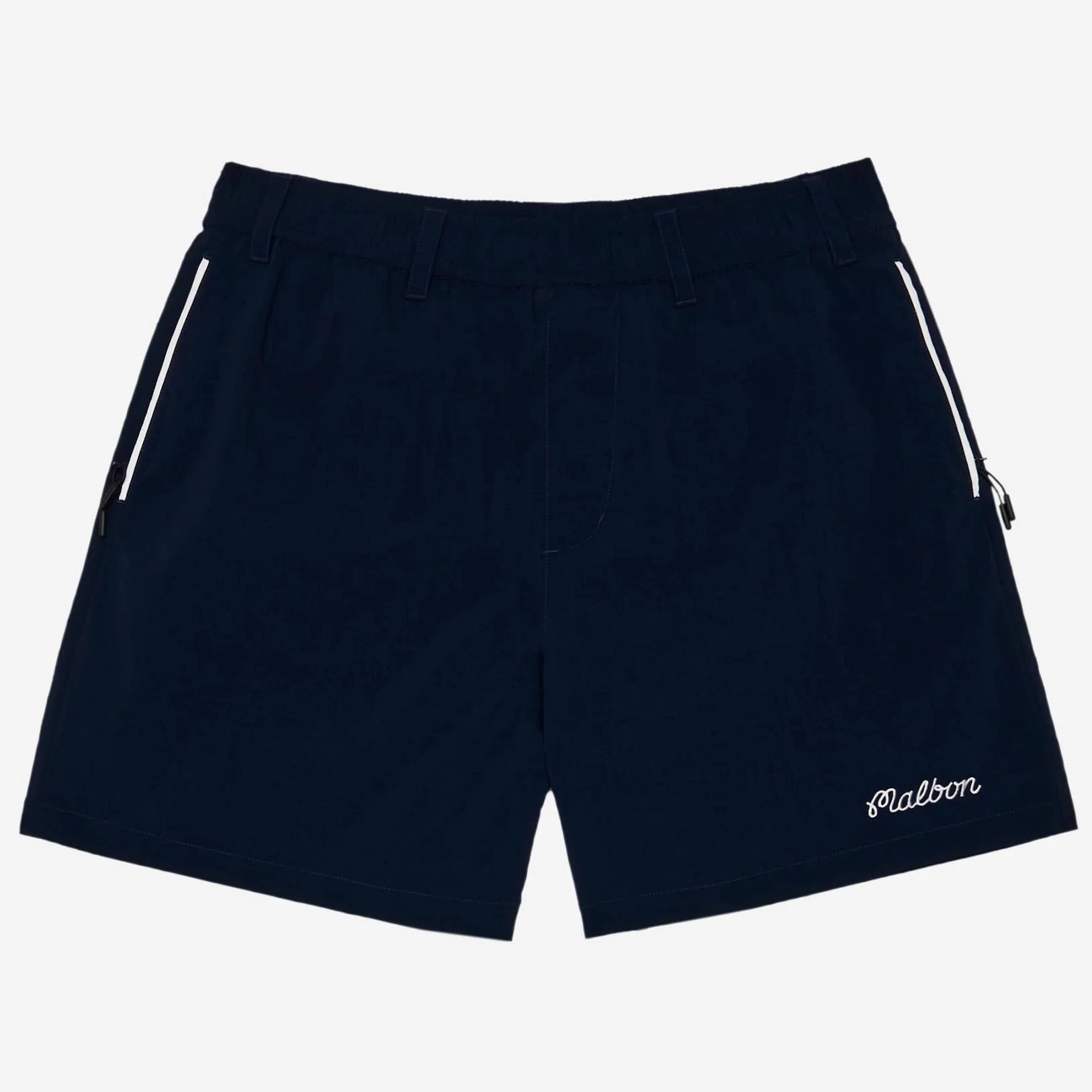 Riva Nylon Shorts Navy Malbon Men's Golf Lifestyle Wear