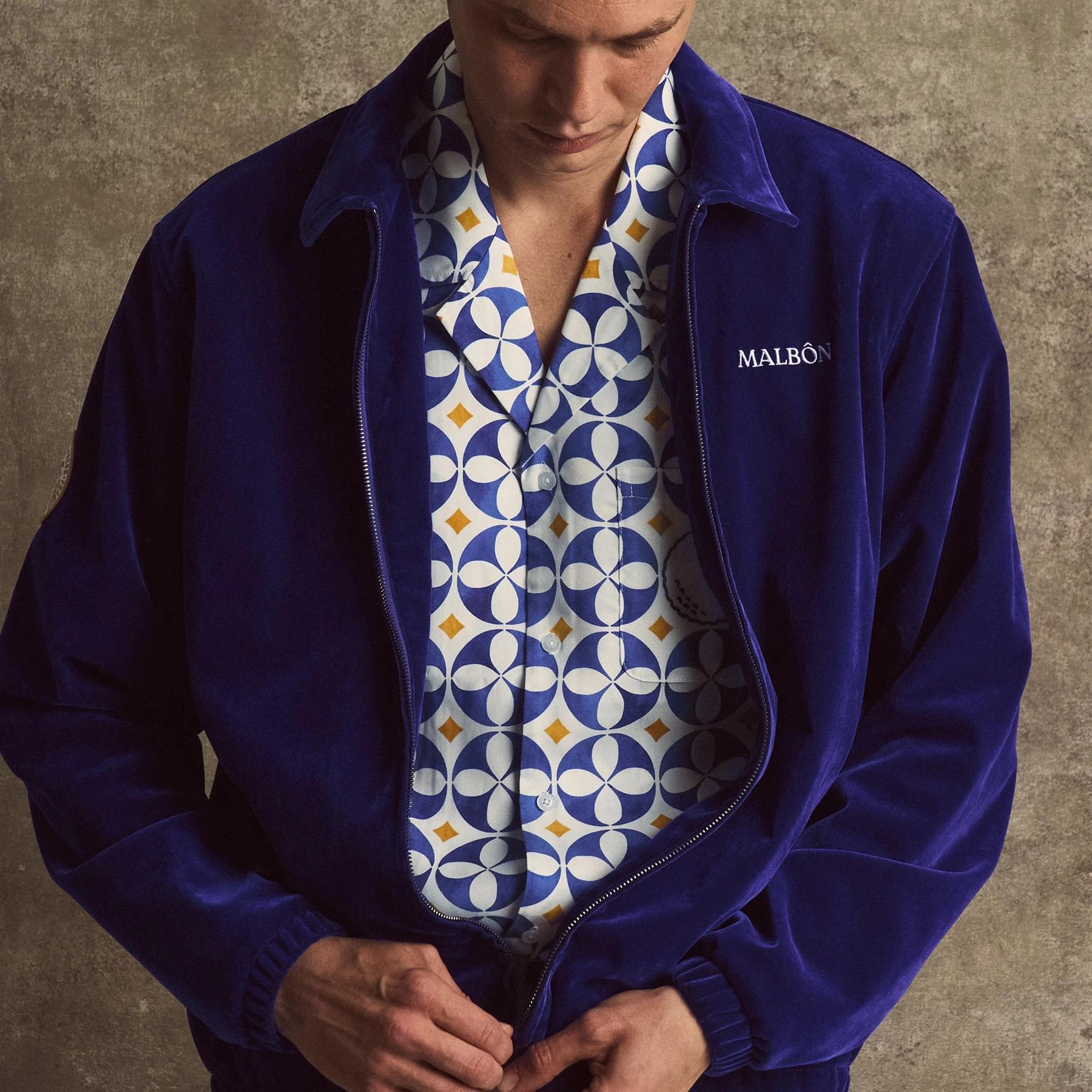 Riviera Camp Collar Shirt Multi Malbon Men's Golf Lifestyle Wear