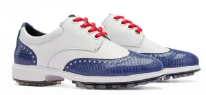 Royal Albartross Tailor in White Navy women's classic golf shoes