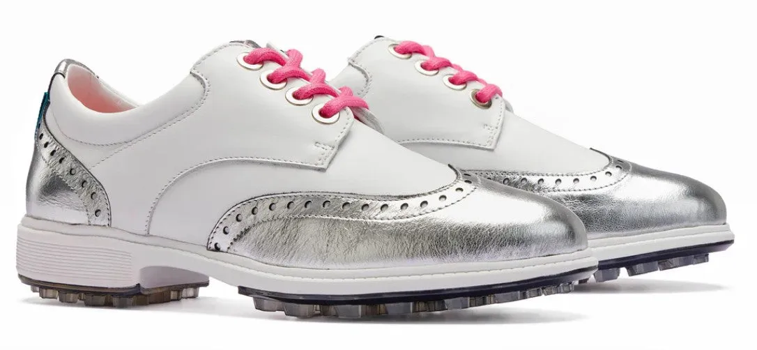 Royal Albartross Tailor in White/Silver women's classic golf shoes